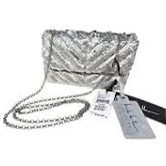 NICOLE MILLER Silver Sequin Crossbody Bag New with Tag MSRP $50 - Picture 1 of 11